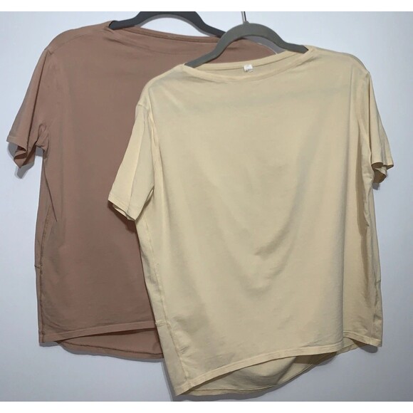 Lot of 2 Lululemon Back In Action Boat Neck Short Sleeve Relaxed Active Top Sz 2 - Picture 1 of 7